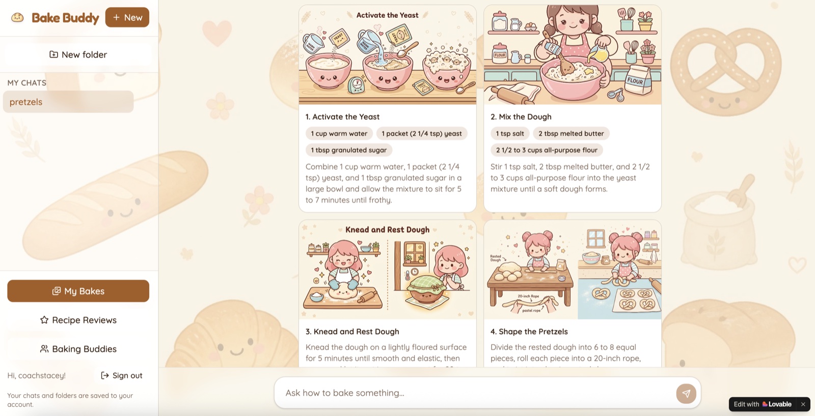 Screenshot of Bake Buddy, built by Andrea, 9